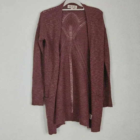 Open front‎ knit cardigan dark mauve size small by pink rose - Picture 1 of 6